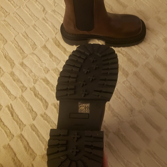 L'INTERVALLE Platform Leather Boots, Brown, Size 38 - Picture 6 of 6